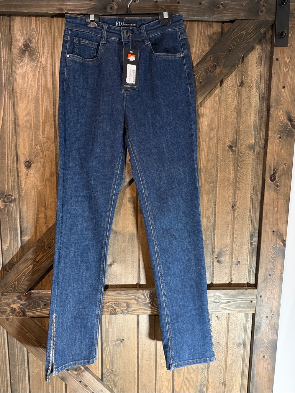 FDJ Women’s Skinny Jeans in Dark Blue with Ankle Zippers
